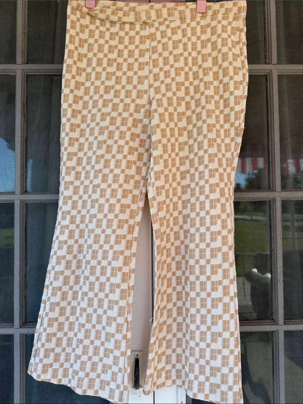 VTG Funky Beige Checker Knit Pants MP/LP
